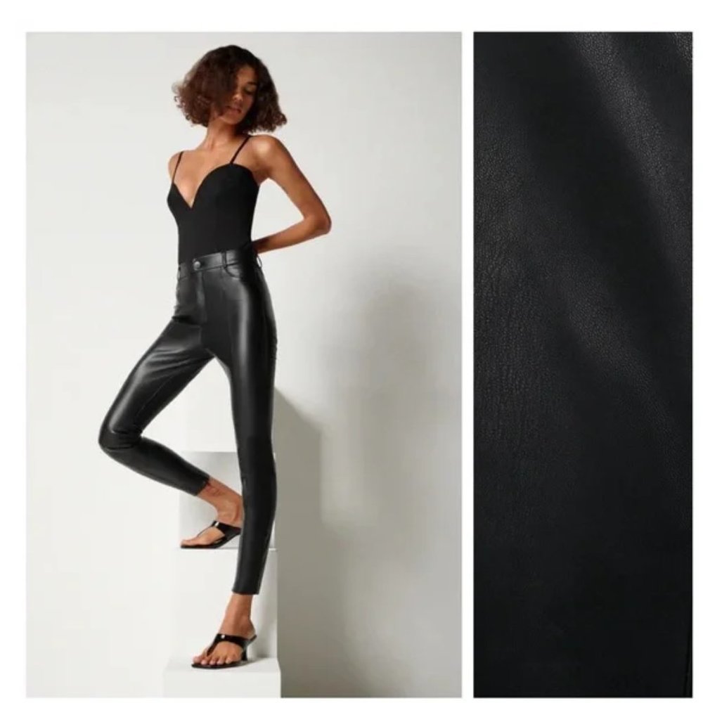 NWT Zara Size XS Black Faux Leather High-waisted Leggings